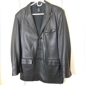 Claiborne Black Lambskin Leather Blazer/ Size40R